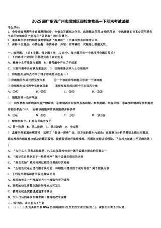 2025届广东省广州市增城区四校生物高一下期末考试试题含解析