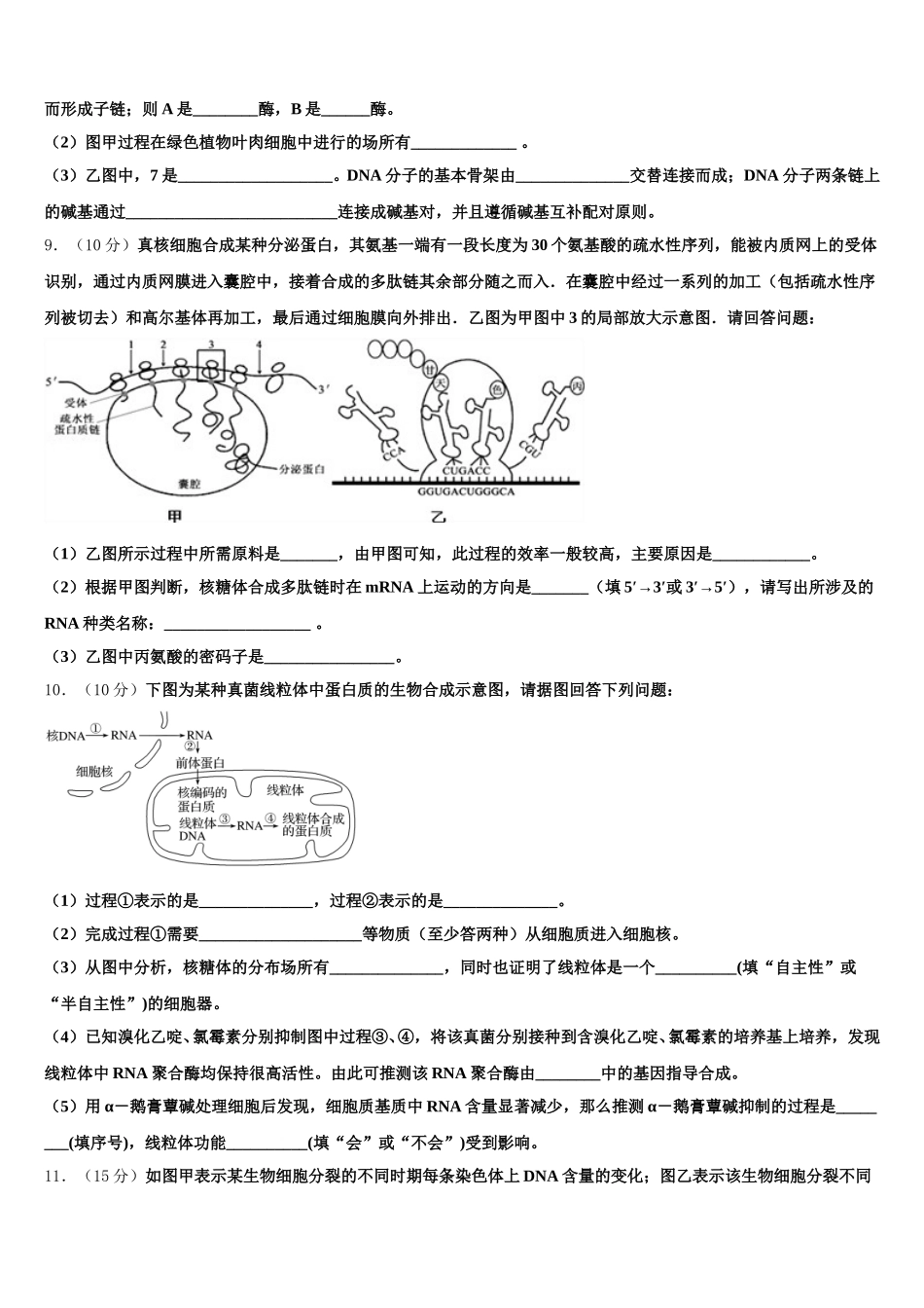 2024-2025学年广东省中山市第一中学高一生物第二学期期末经典模拟试题含解析_第3页
