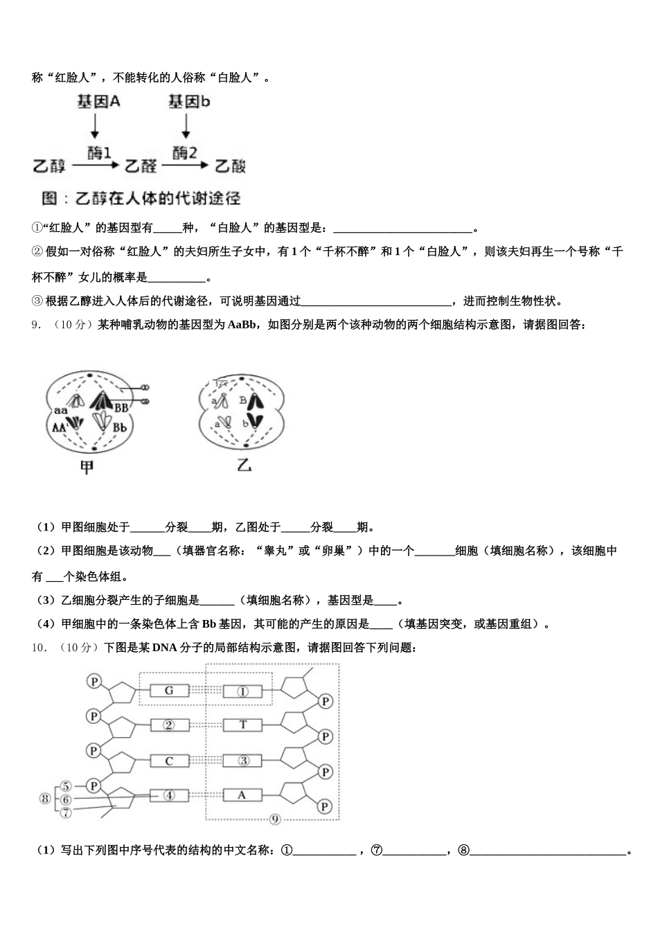 广东省惠州市示范名校2025年生物高一下期末质量跟踪监视模拟试题含解析_第3页