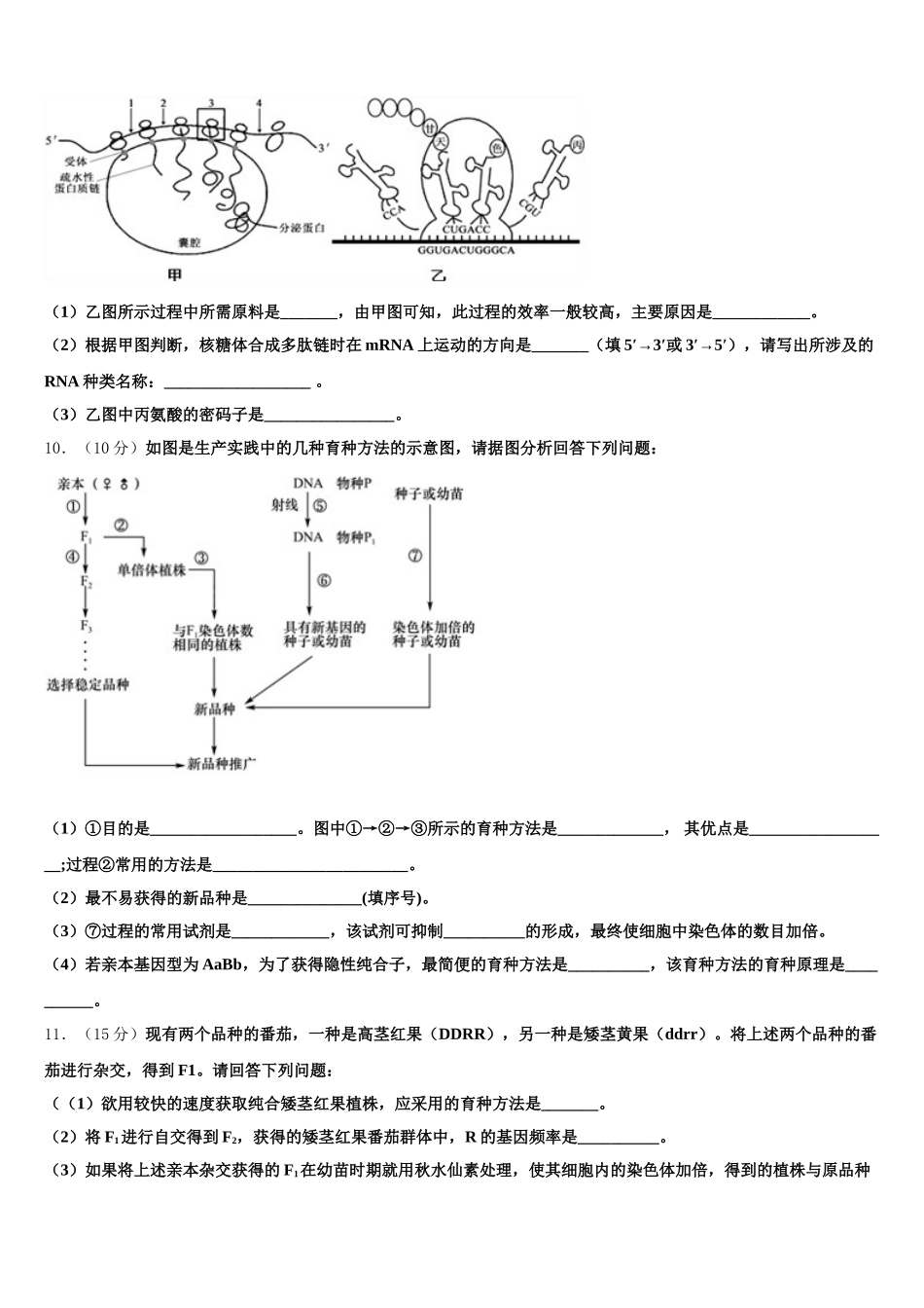 2025年广东省湛江市第一中学生物高一第二学期期末学业水平测试试题含解析_第3页