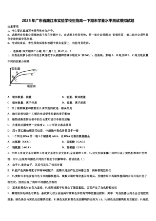 2025年广东省廉江市实验学校生物高一下期末学业水平测试模拟试题含解析