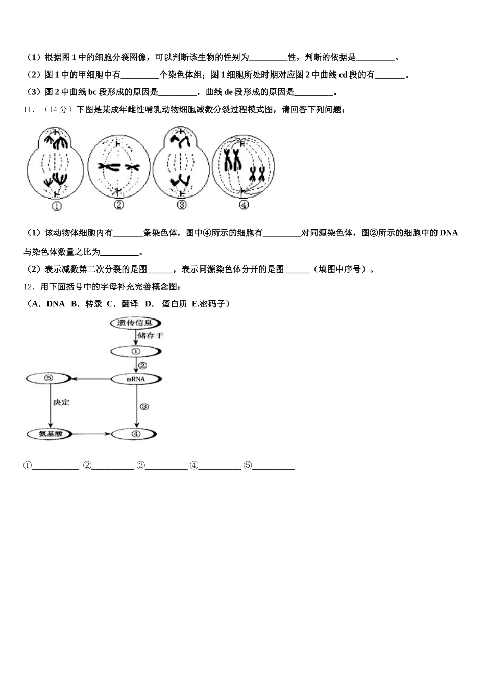2025届广东省汕头市生物高一第二学期期末综合测试试题含解析_第3页