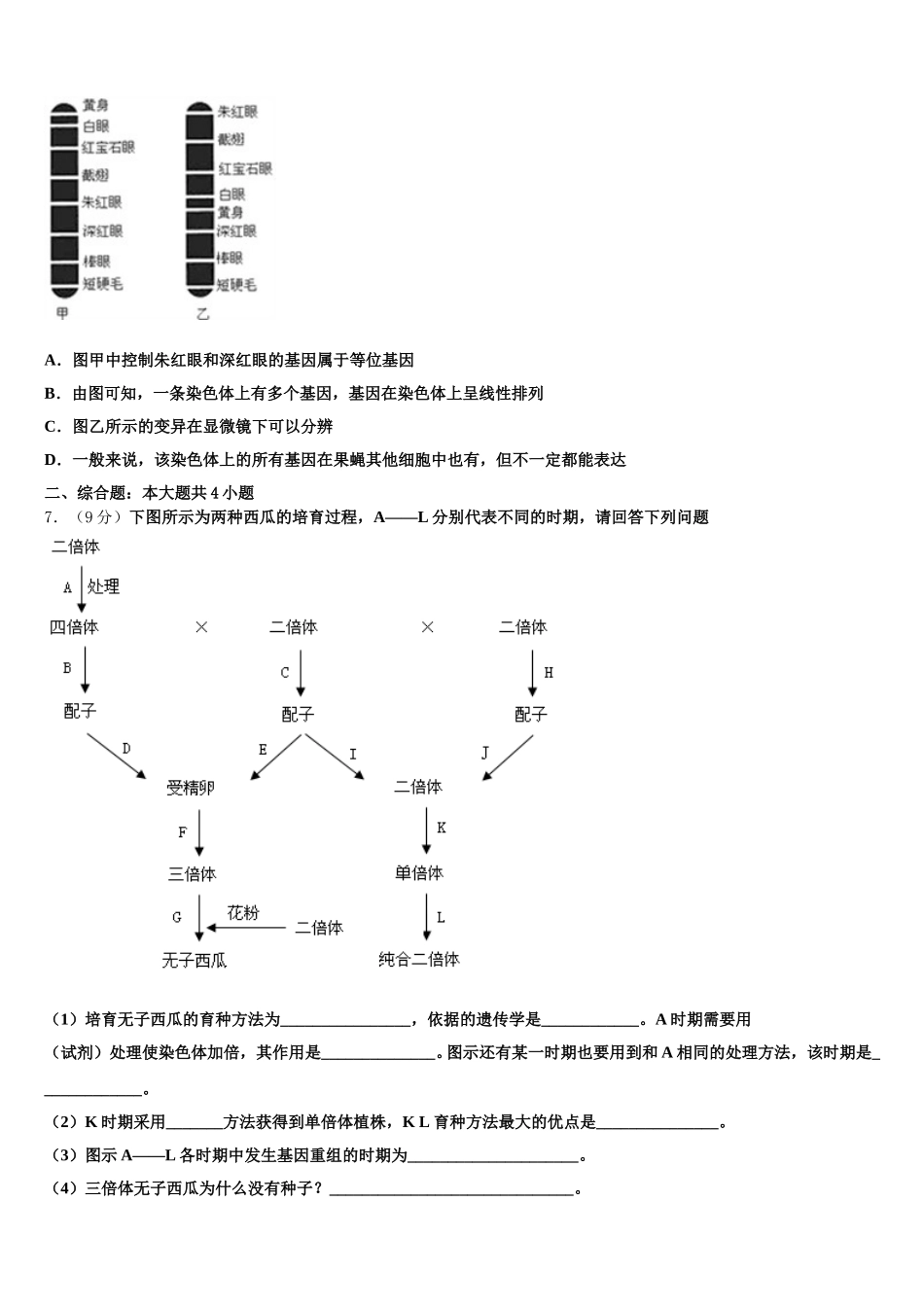 2025年广东省仲元中学等七校联合体生物高一下期末学业水平测试试题含解析_第2页