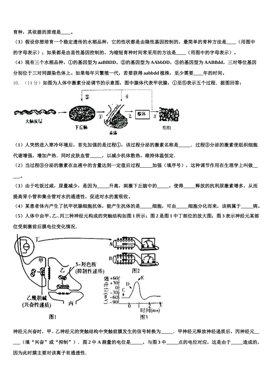 2024-2025学年广东省开平市忠源纪念中学生物高一第二学期期末复习检测试题含解析_第3页