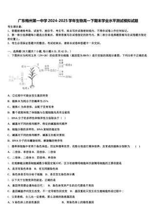广东梅州第一中学2024-2025学年生物高一下期末学业水平测试模拟试题含解析