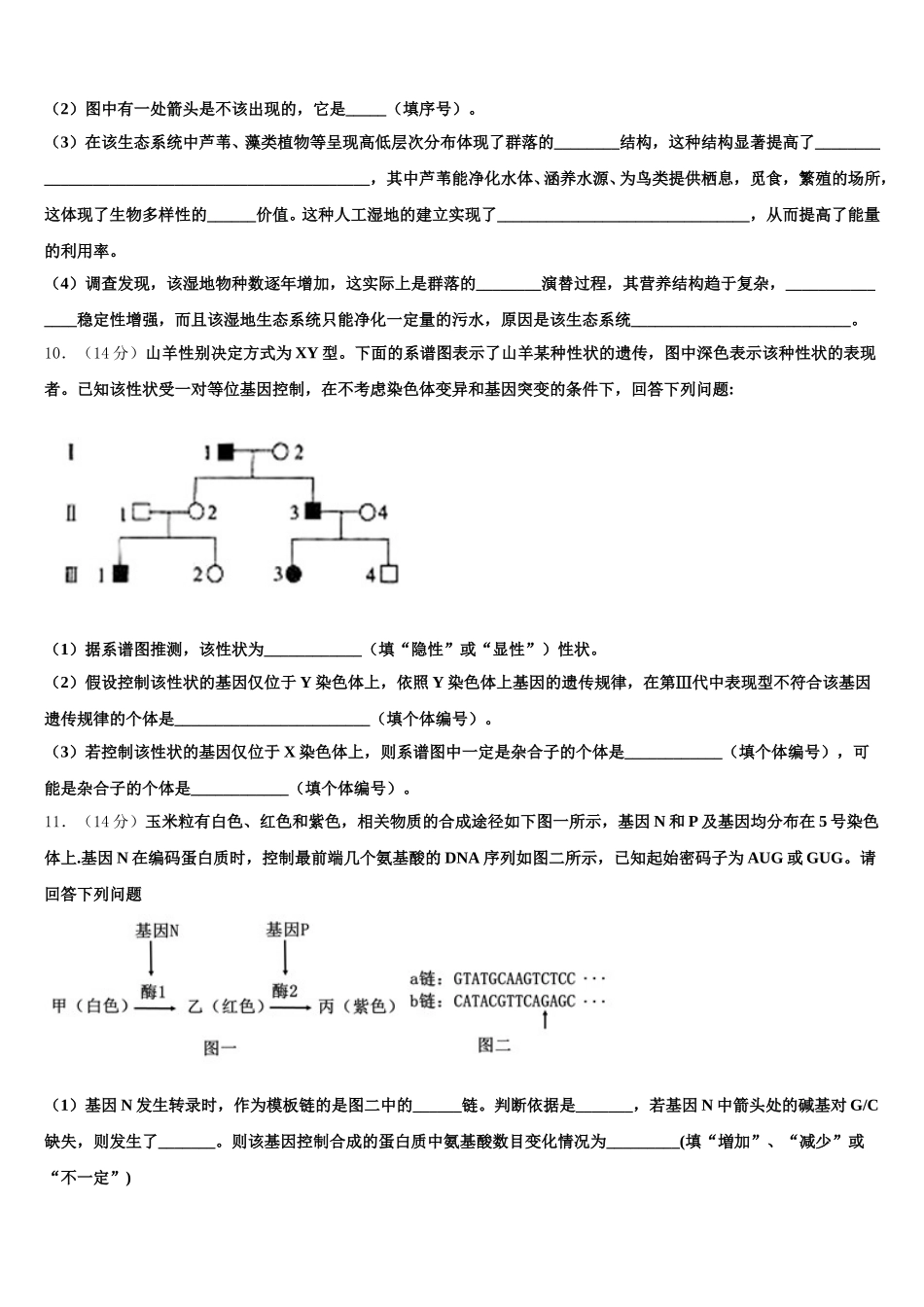 广东省阳江市2024-2025学年生物高一下期末统考模拟试题含解析_第3页