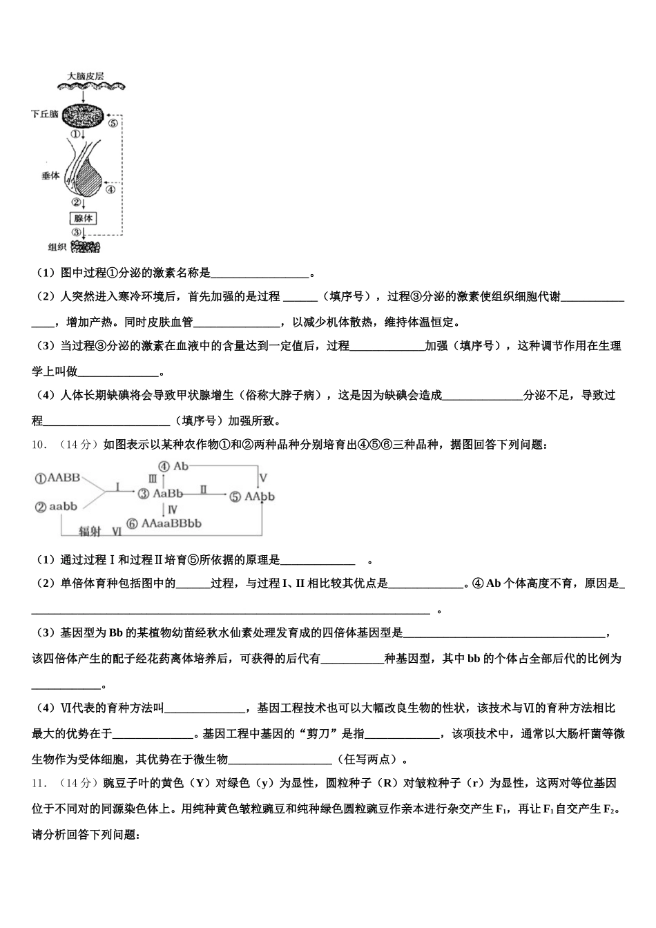 广东省阳山中学2025届高一下生物期末学业水平测试试题含解析_第3页