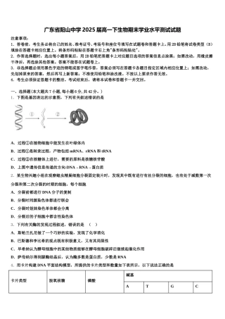 广东省阳山中学2025届高一下生物期末学业水平测试试题含解析