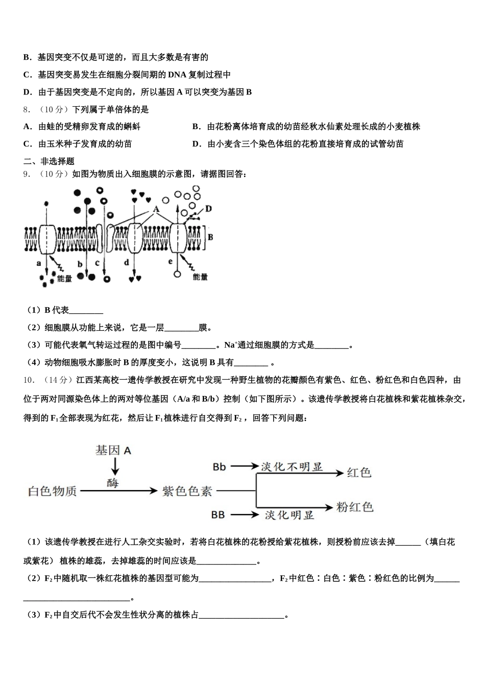 惠州市重点中学2024-2025学年高一下生物期末监测模拟试题含解析_第2页