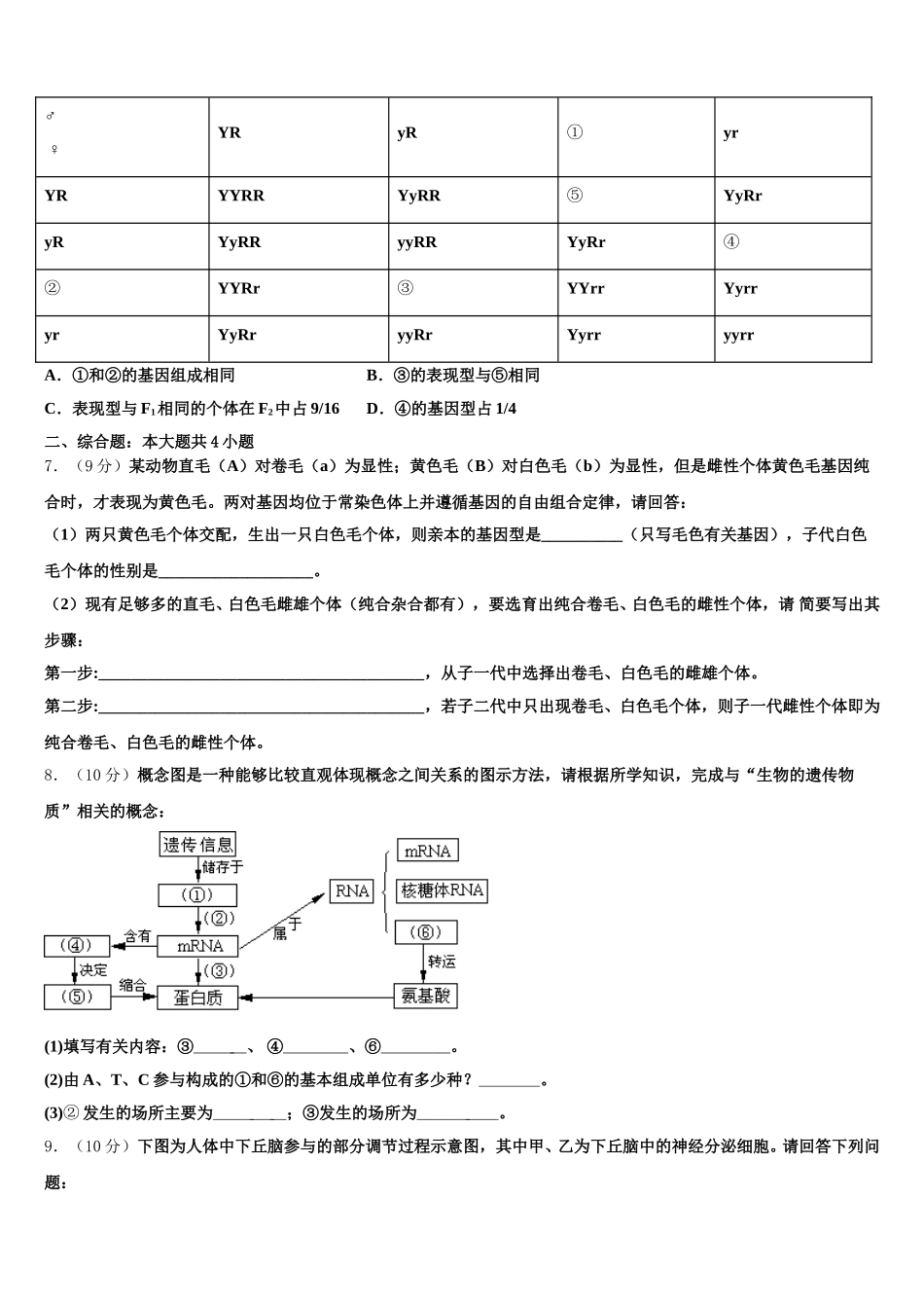 广东省深圳市福田区耀华实验学校华文部2025年生物高一下期末质量跟踪监视模拟试题含解析_第2页