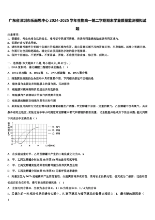 广东省深圳市乐而思中心2024-2025学年生物高一第二学期期末学业质量监测模拟试题含解析
