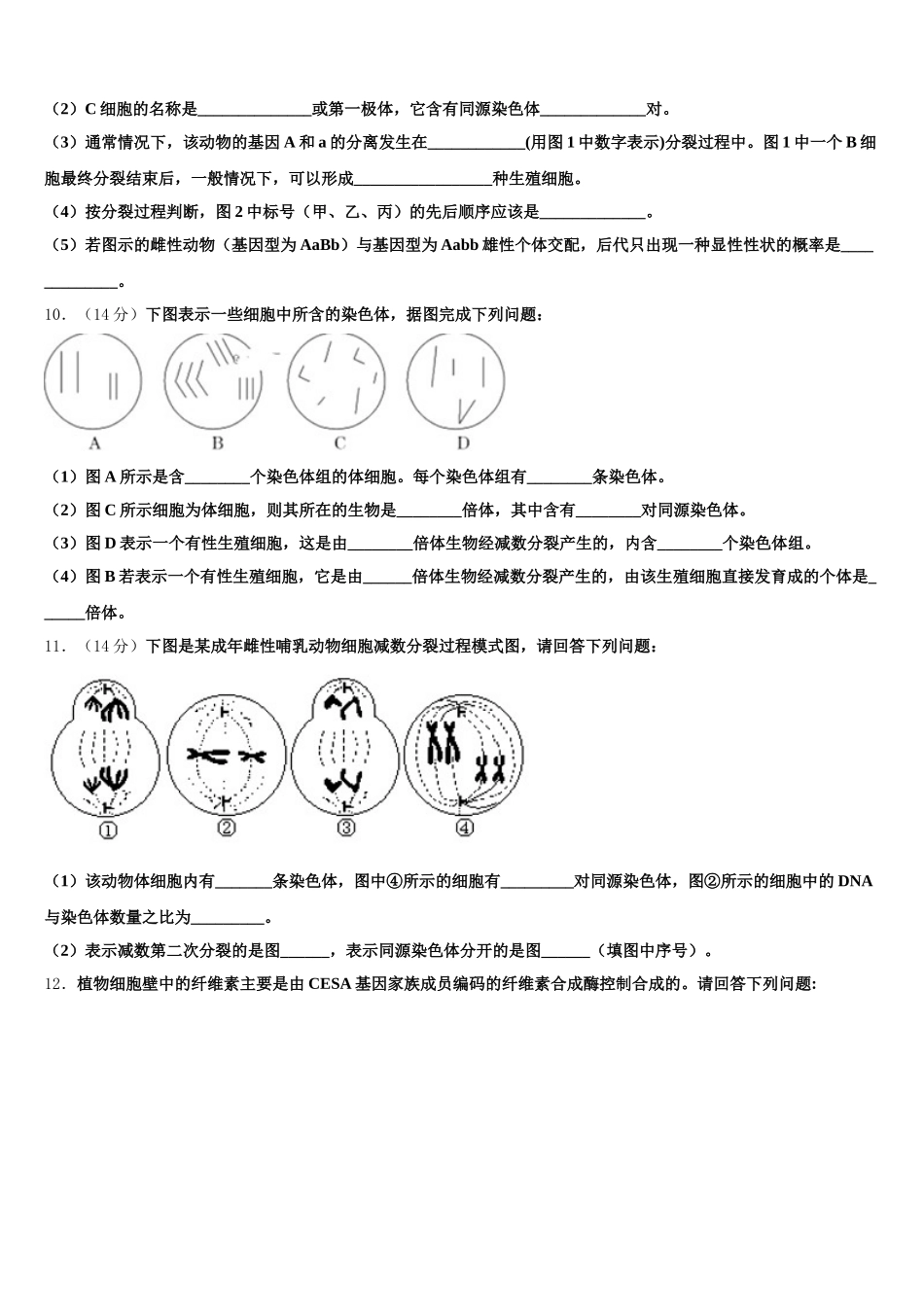 2024-2025学年广东深圳平湖外国语学校生物高一下期末考试试题含解析_第3页