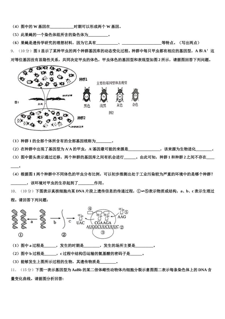 广东省河源市2024-2025学年高一下生物期末教学质量检测模拟试题含解析_第3页