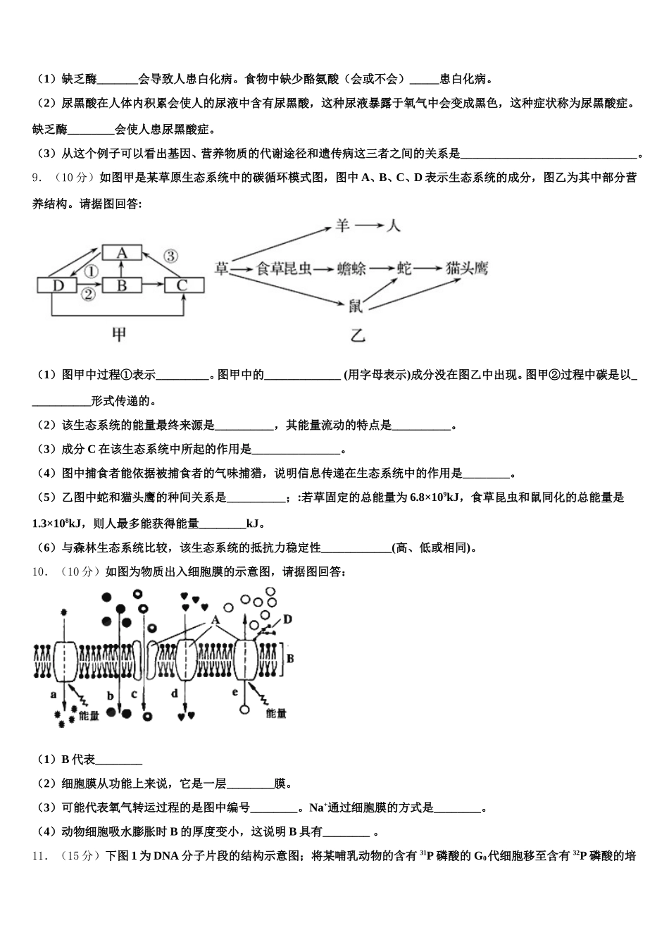 2025年广东省雷州市第一中学、徐闻中学生物高一第二学期期末综合测试模拟试题含解析_第3页