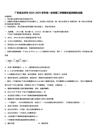 广东省云浮市2024-2025学年高一生物第二学期期末监测模拟试题含解析