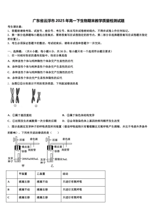 广东省云浮市2025年高一下生物期末教学质量检测试题含解析
