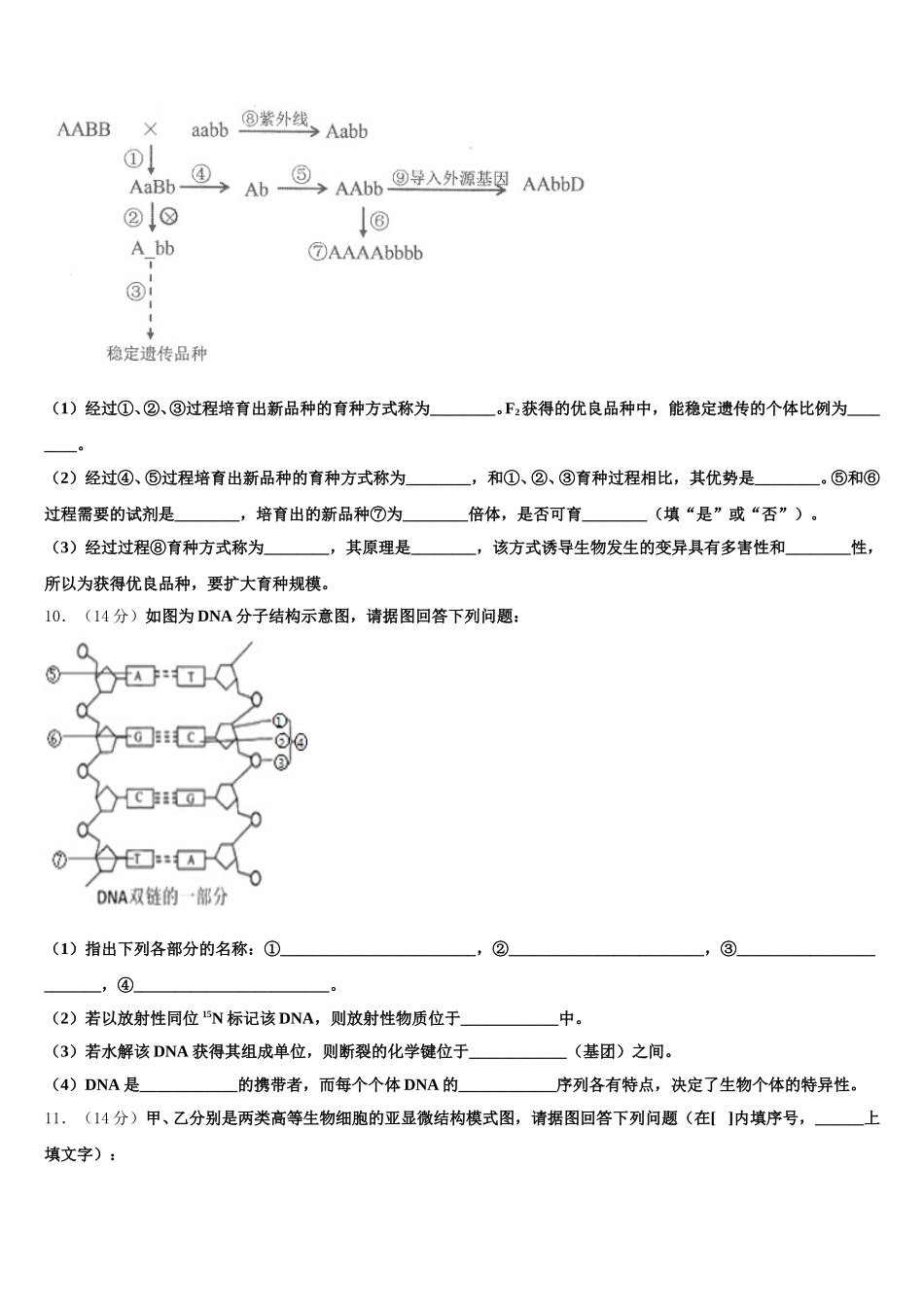 广东省广州荔湾区真光中学2024-2025学年生物高一第二学期期末复习检测试题含解析_第3页