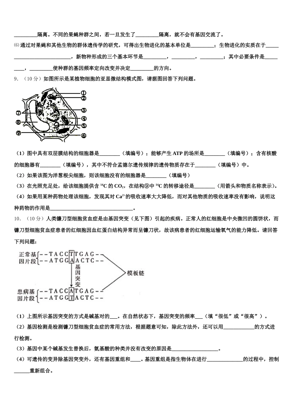2025届广东深圳华师附中生物高一下期末质量跟踪监视试题含解析_第3页