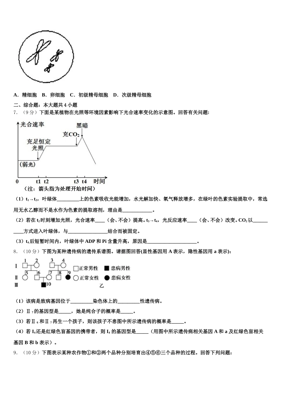 广东省深圳市第二高级中学2025年生物高一下期末质量检测模拟试题含解析_第2页