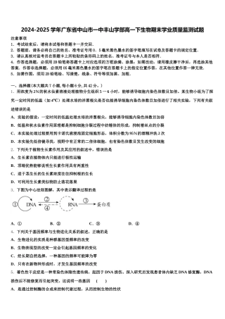 2024-2025学年广东省中山市一中丰山学部高一下生物期末学业质量监测试题含解析