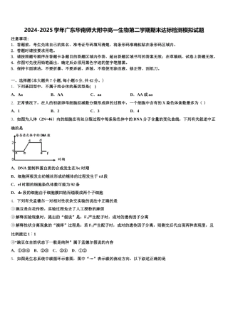 2024-2025学年广东华南师大附中高一生物第二学期期末达标检测模拟试题含解析