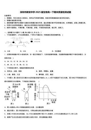 深圳市新安中学2025届生物高一下期末质量检测试题含解析