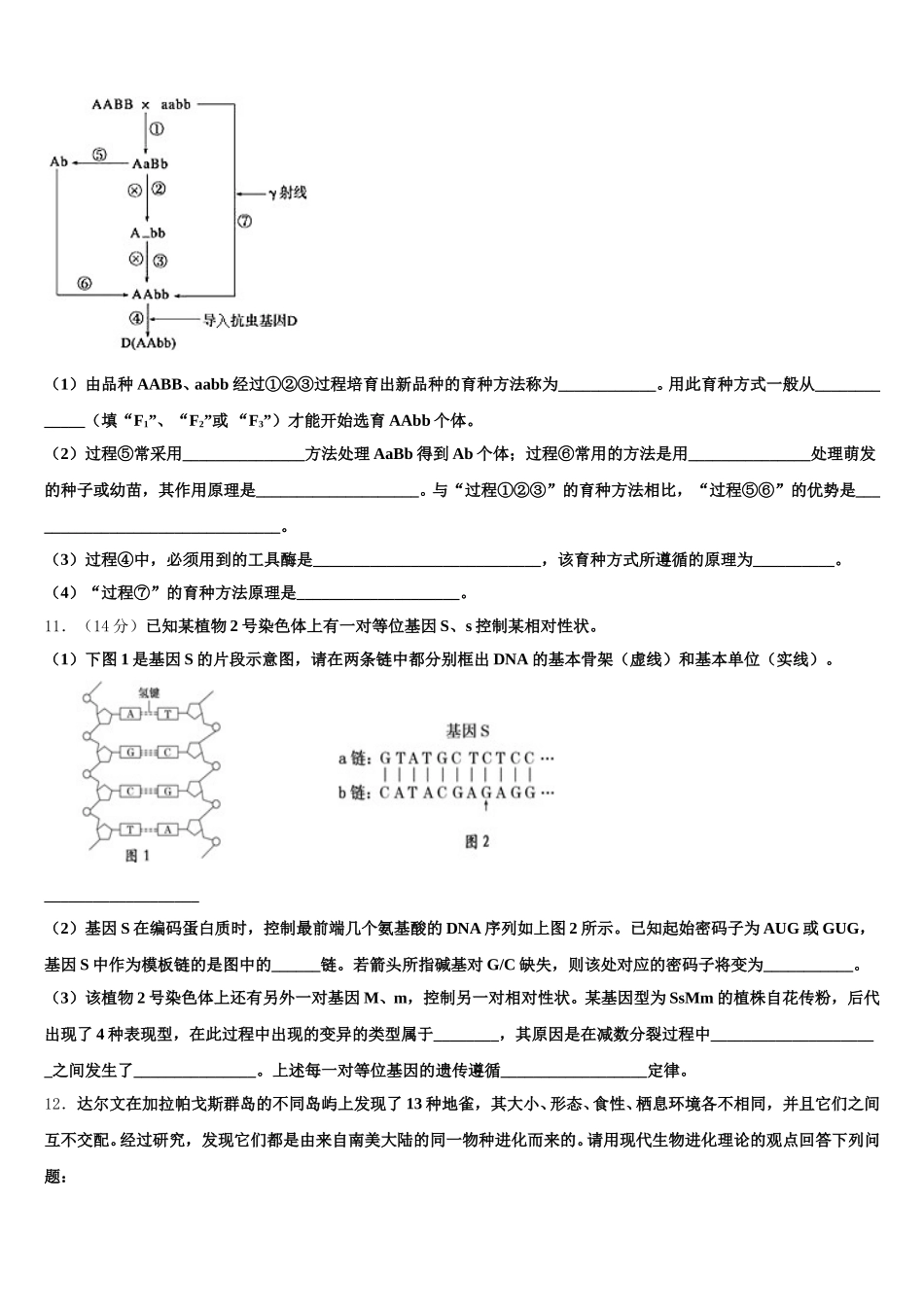 2025届广东省百校高一下生物期末统考模拟试题含解析_第3页