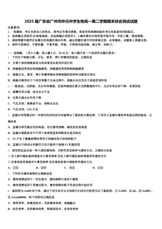 2025届广东省广州市仲元中学生物高一第二学期期末综合测试试题含解析
