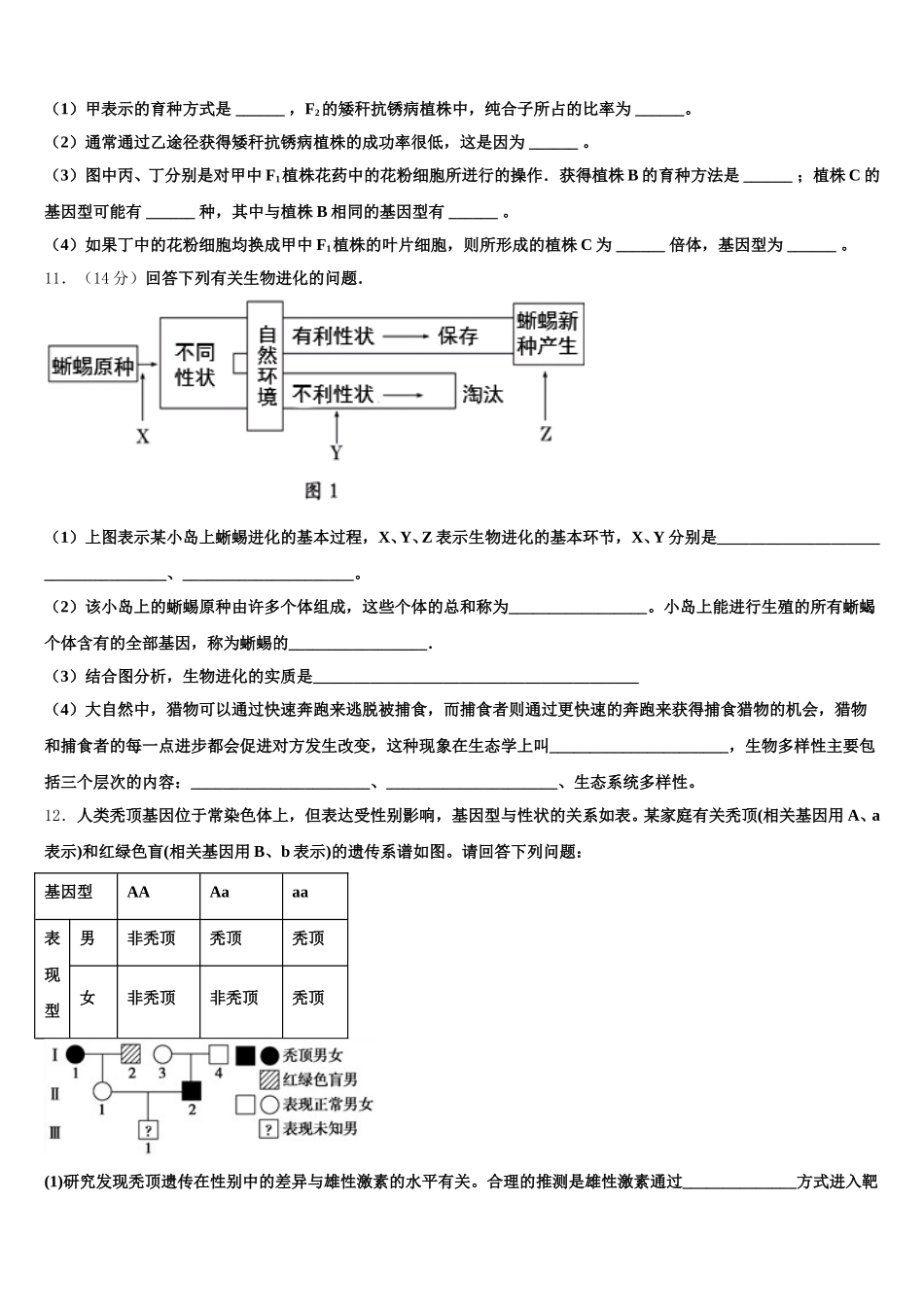2025年广东省广州市增城区高级中学高一生物第二学期期末检测模拟试题含解析_第3页