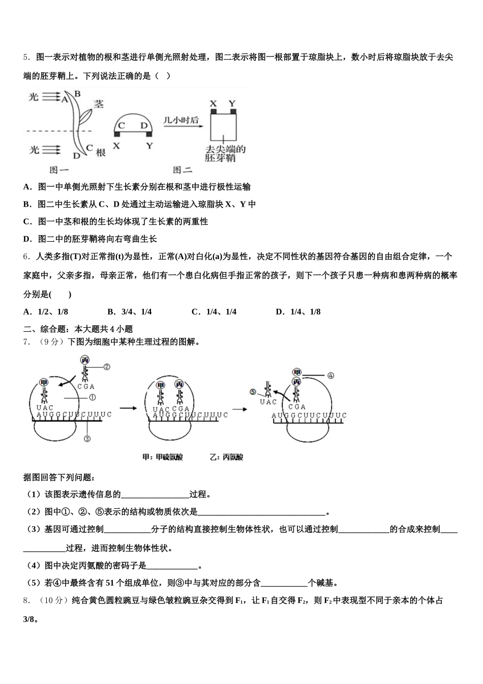 2025年广东省中山市纪念中学生物高一下期末复习检测试题含解析_第2页