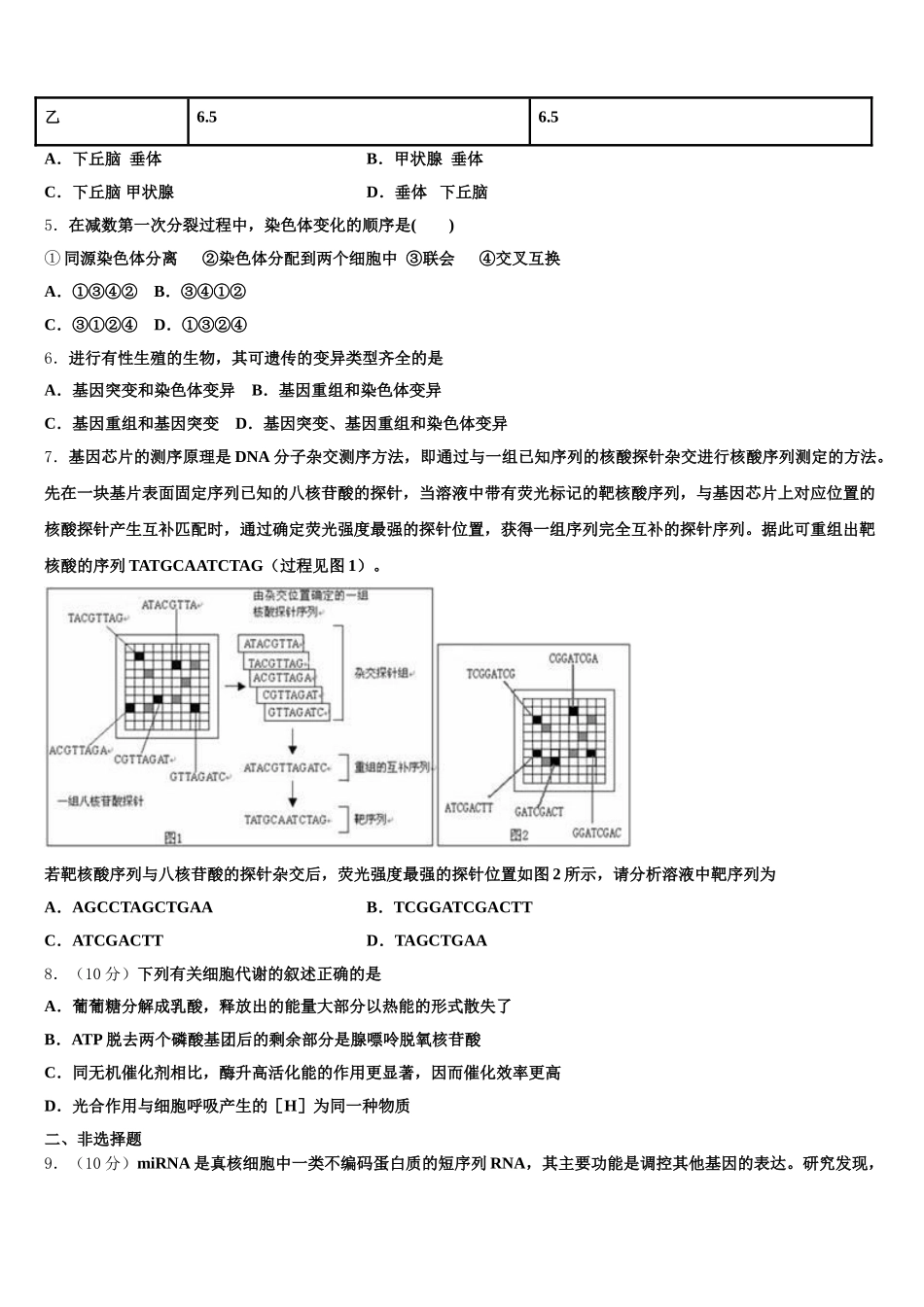 广东省惠州市2025届高一生物第二学期期末考试试题含解析_第2页