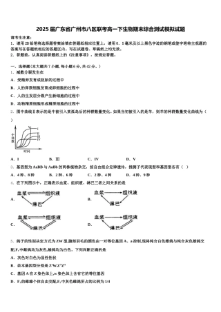 2025届广东省广州市八区联考高一下生物期末综合测试模拟试题含解析