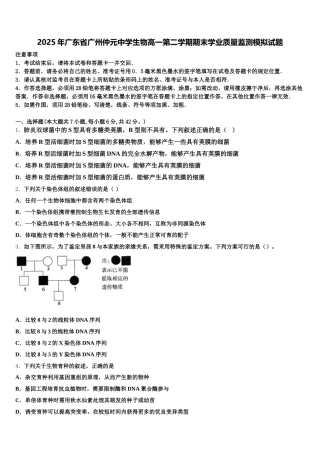 2025年广东省广州仲元中学生物高一第二学期期末学业质量监测模拟试题含解析
