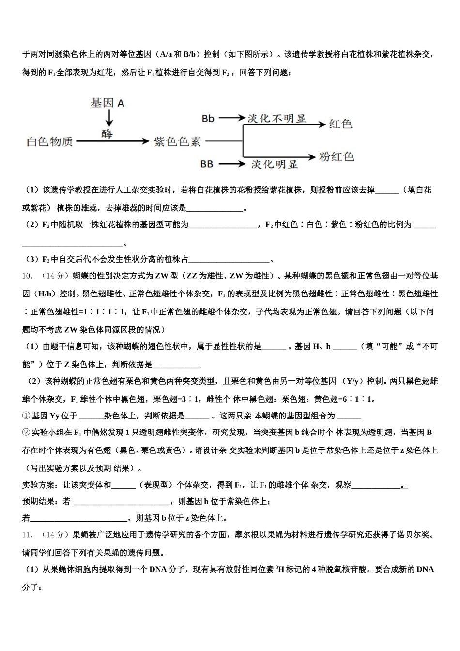 广东省深圳市龙岗区东升学校2024-2025学年高一生物第二学期期末监测试题含解析_第3页