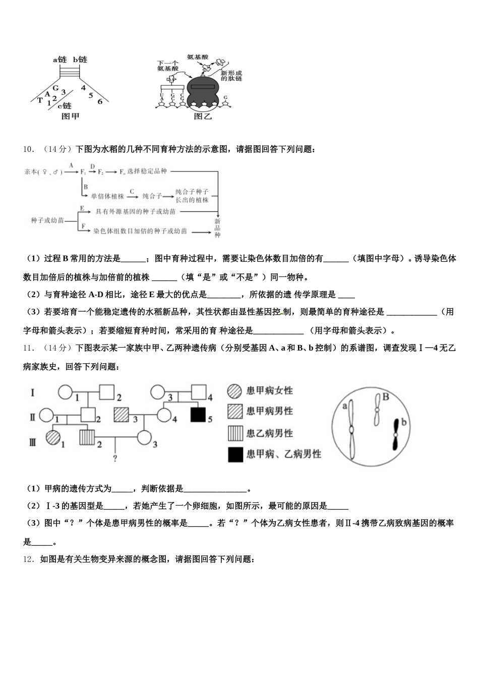 2024-2025学年广东省高州市大井中学高一生物第二学期期末综合测试模拟试题含解析_第3页