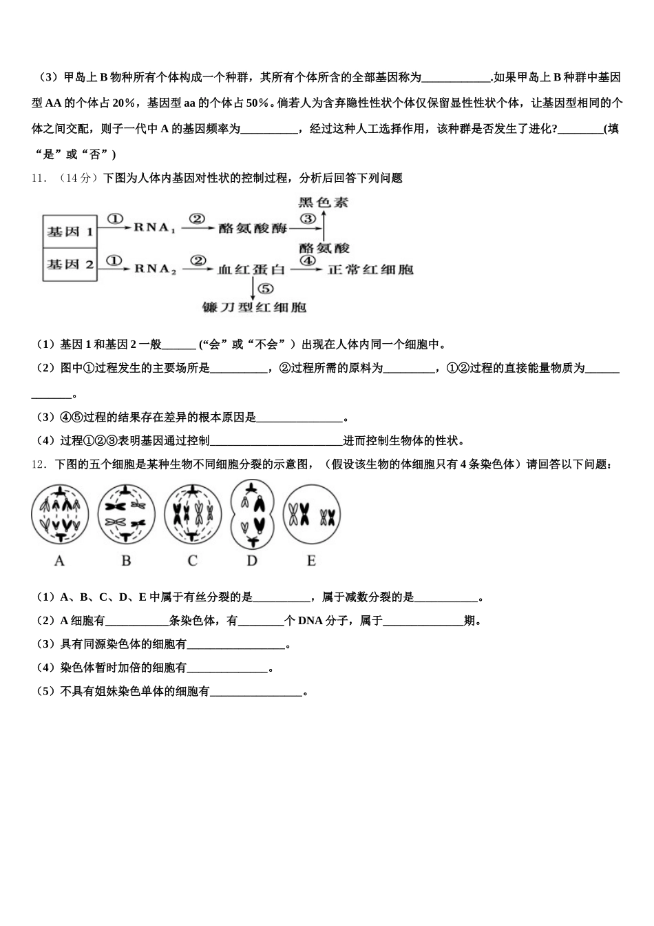 广东省深圳市第三高级中学2025届生物高一下期末考试模拟试题含解析_第3页