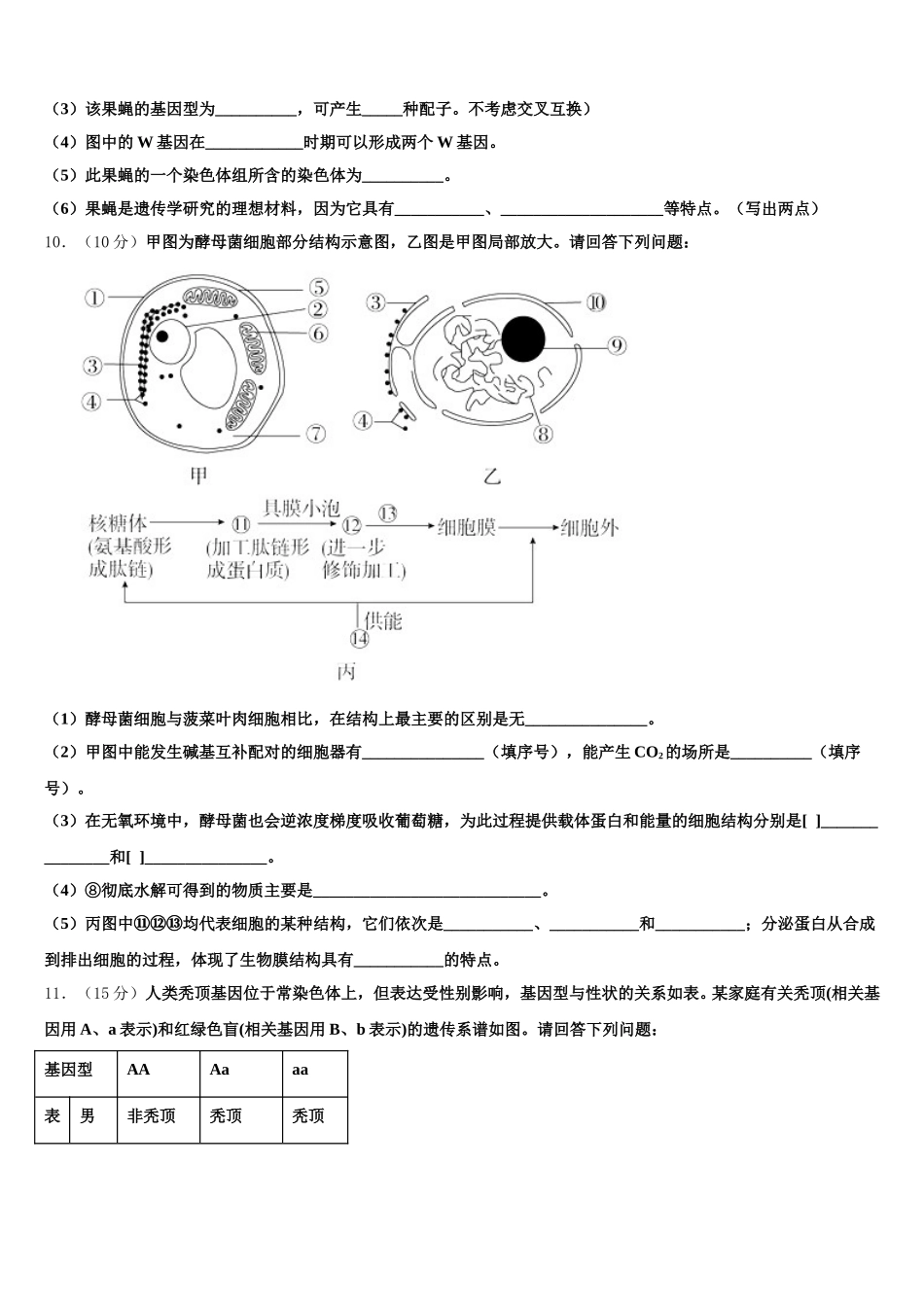 2024-2025学年广东省珠海市第三中学高一下生物期末教学质量检测模拟试题含解析_第3页