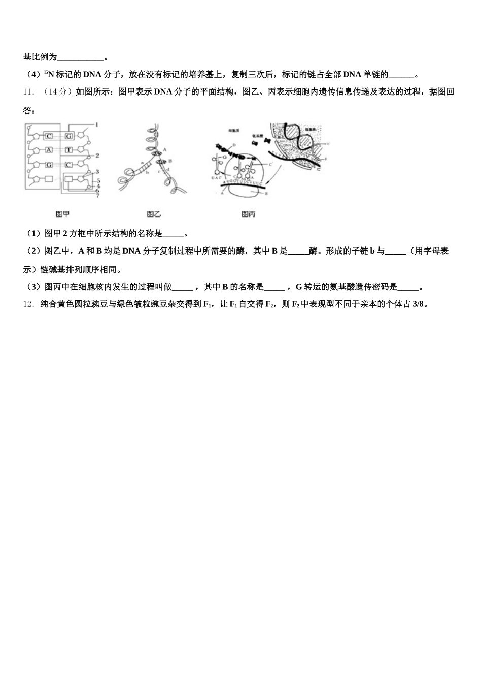 黑龙江省大庆市让胡路区铁人中学2025届高一生物第二学期期末监测试题含解析_第3页