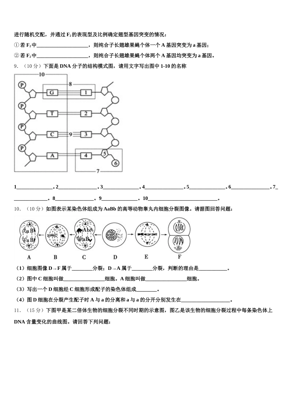 2025届黑龙江省齐齐哈尔市“四校联盟”生物高一下期末教学质量检测模拟试题含解析_第3页