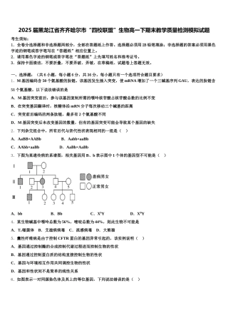 2025届黑龙江省齐齐哈尔市“四校联盟”生物高一下期末教学质量检测模拟试题含解析
