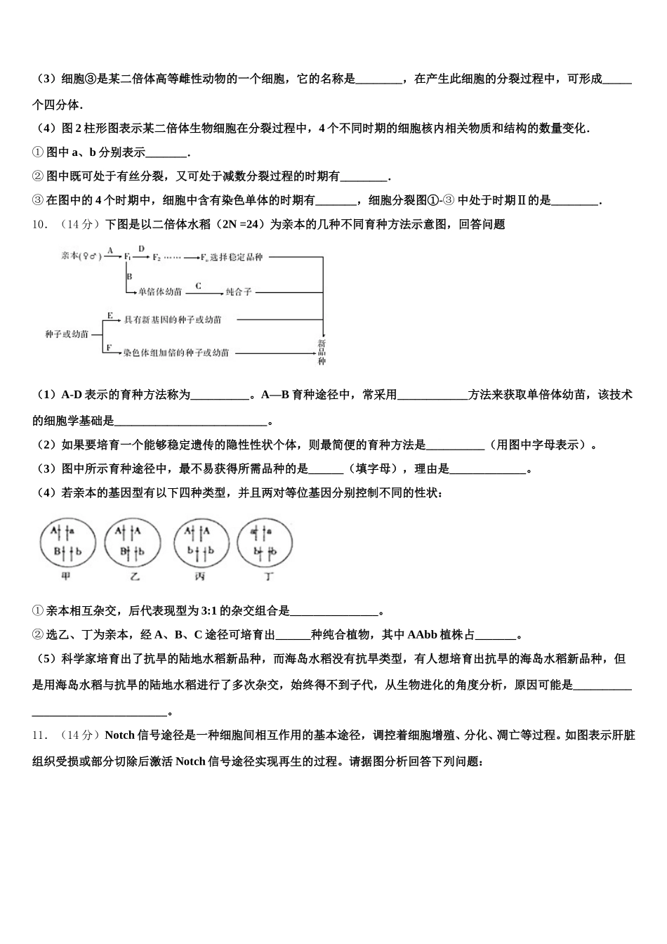 2024-2025学年黑龙江省生物高一下期末统考试题含解析_第3页