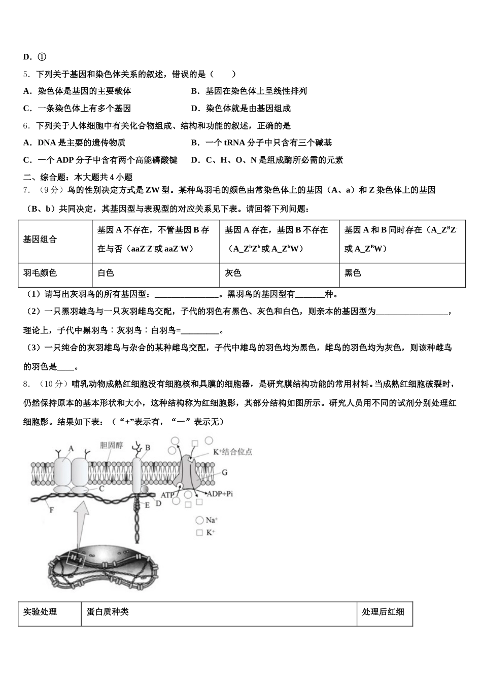 2025届黑河市重点中学高一生物第二学期期末检测模拟试题含解析_第2页