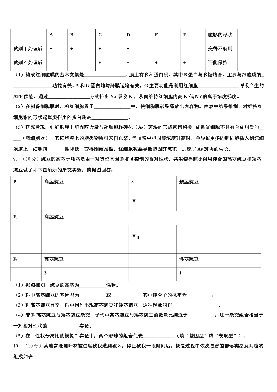 2025届黑河市重点中学高一生物第二学期期末检测模拟试题含解析_第3页