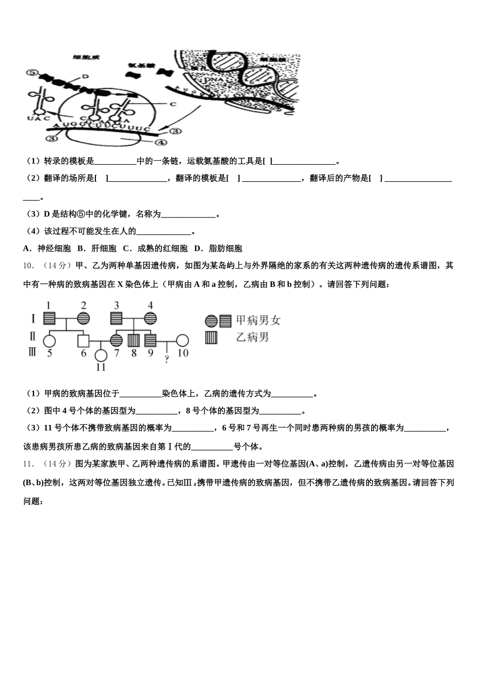 黑龙江哈尔滨市省实验中学2025届生物高一第二学期期末复习检测试题含解析_第3页