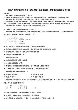 东北三省四市教研联合体2024-2025学年生物高一下期末教学质量检测试题含解析