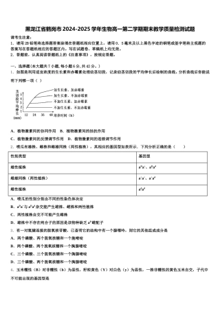 黑龙江省鹤岗市2024-2025学年生物高一第二学期期末教学质量检测试题含解析