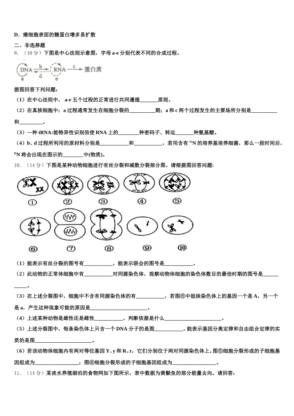 2025届黑龙江省大庆市红岗区大庆十中高一下生物期末质量跟踪监视试题含解析_第3页