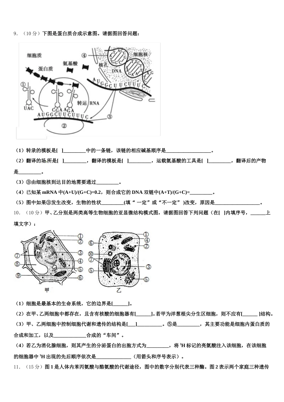 2024-2025学年黑龙江大庆第一中学生物高一下期末联考试题含解析_第3页