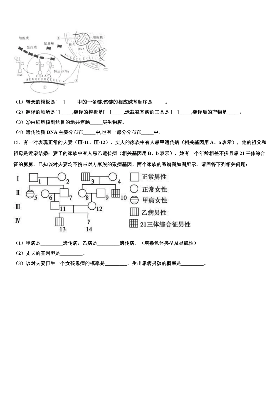 黑龙江省黑河市逊克县一中2025年生物高一第二学期期末监测模拟试题含解析_第3页