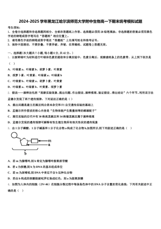 2024-2025学年黑龙江哈尔滨师范大学附中生物高一下期末统考模拟试题含解析